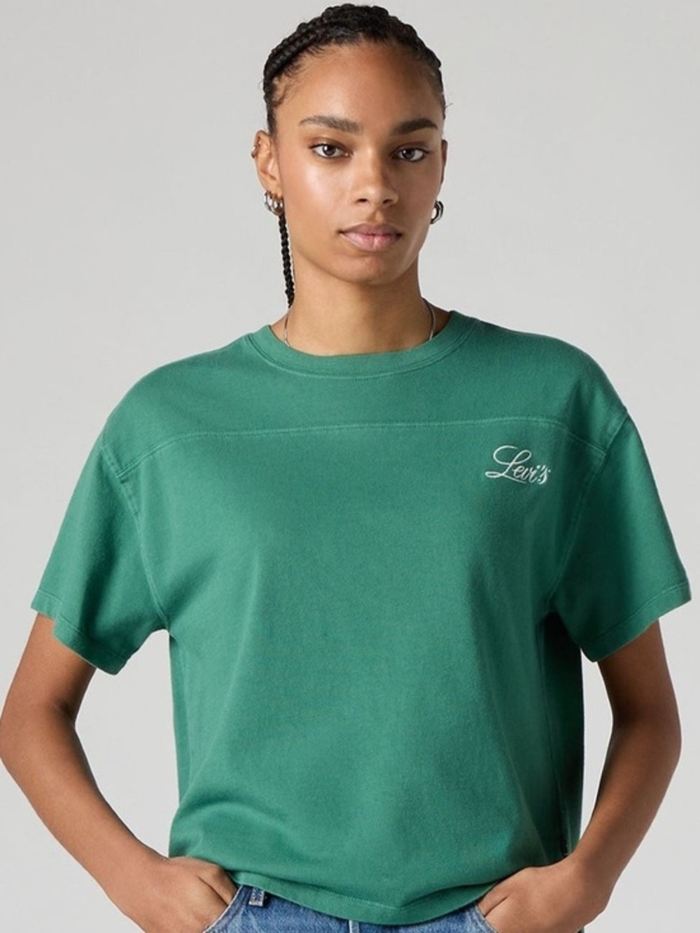 Levi's Women's Green Crewneck Tee with White Script Logo Size Small